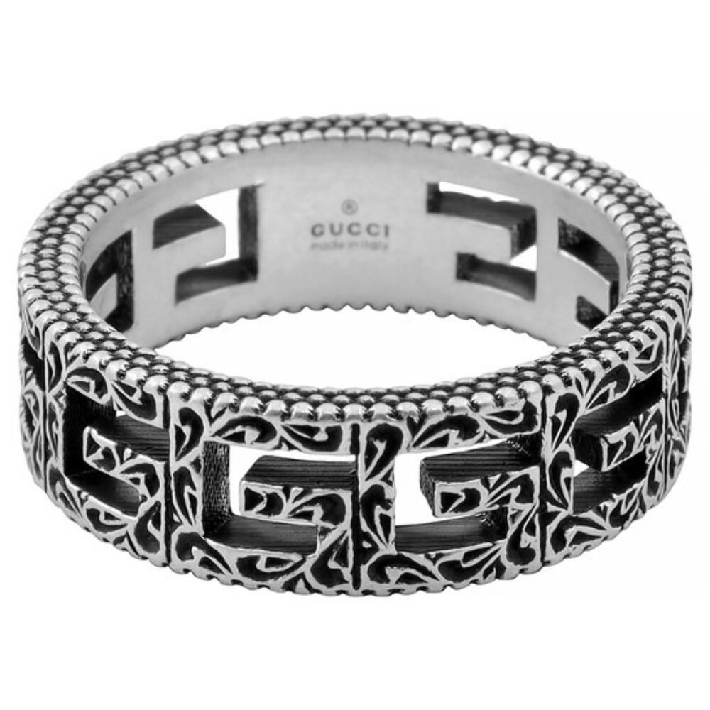 Gucci Sterling Aged Silver 925 G Cube Ring Size13 576993